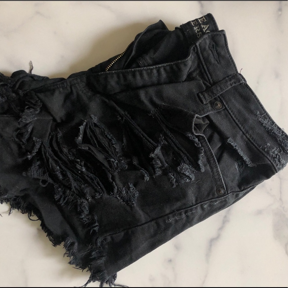 American Eagle Ripped Black Shorts